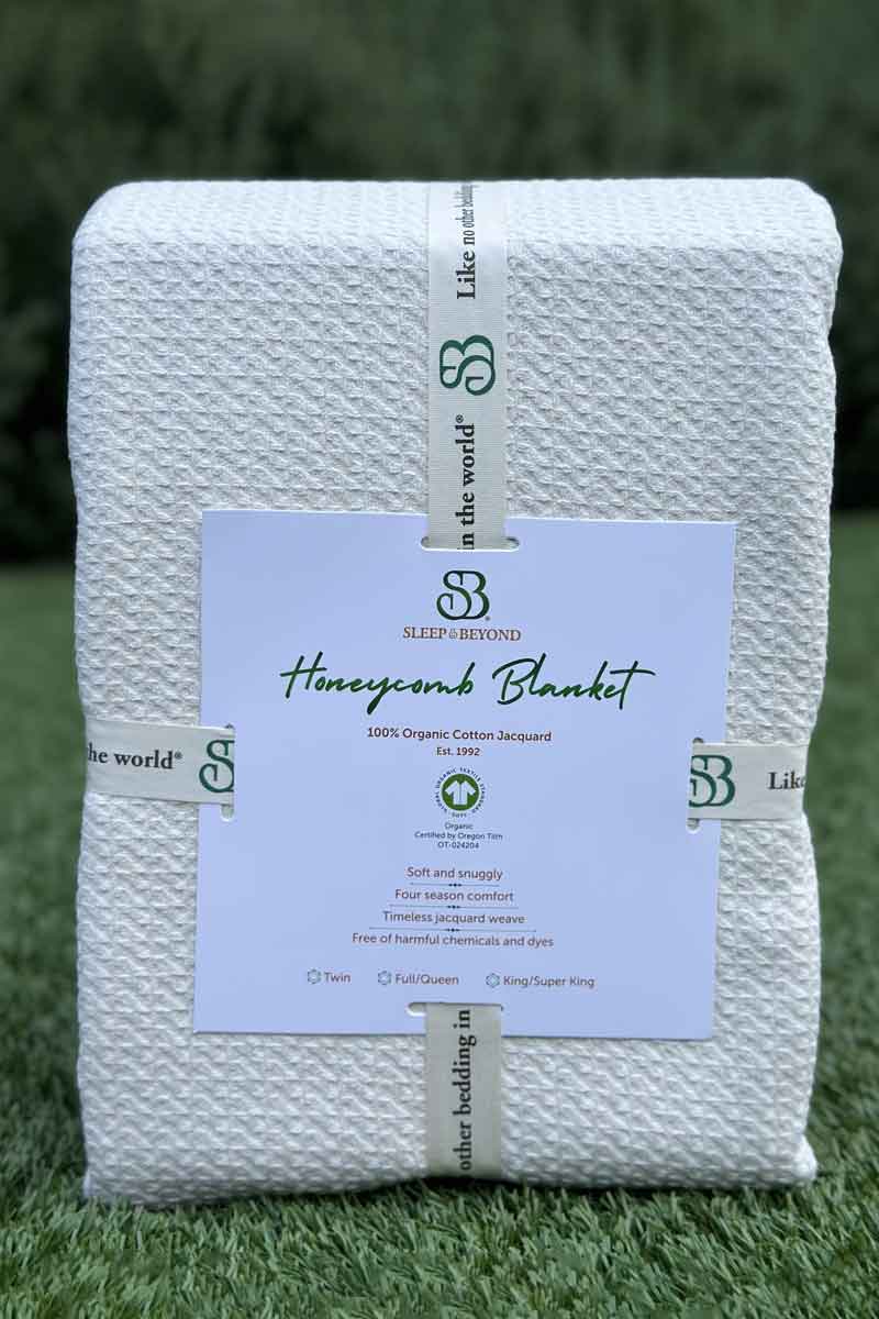 Organic Cotton Honeycomb Jacquard Blanket